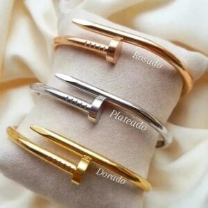 Pulsera tipo Clavo acero Dorado - Imagen 2