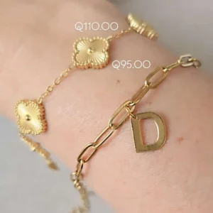 Pulsera tipo Van Cleef acero dorado - Imagen 2