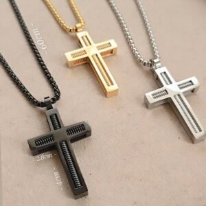 Cadena de acero + dije cruz para ellos - Imagen 2